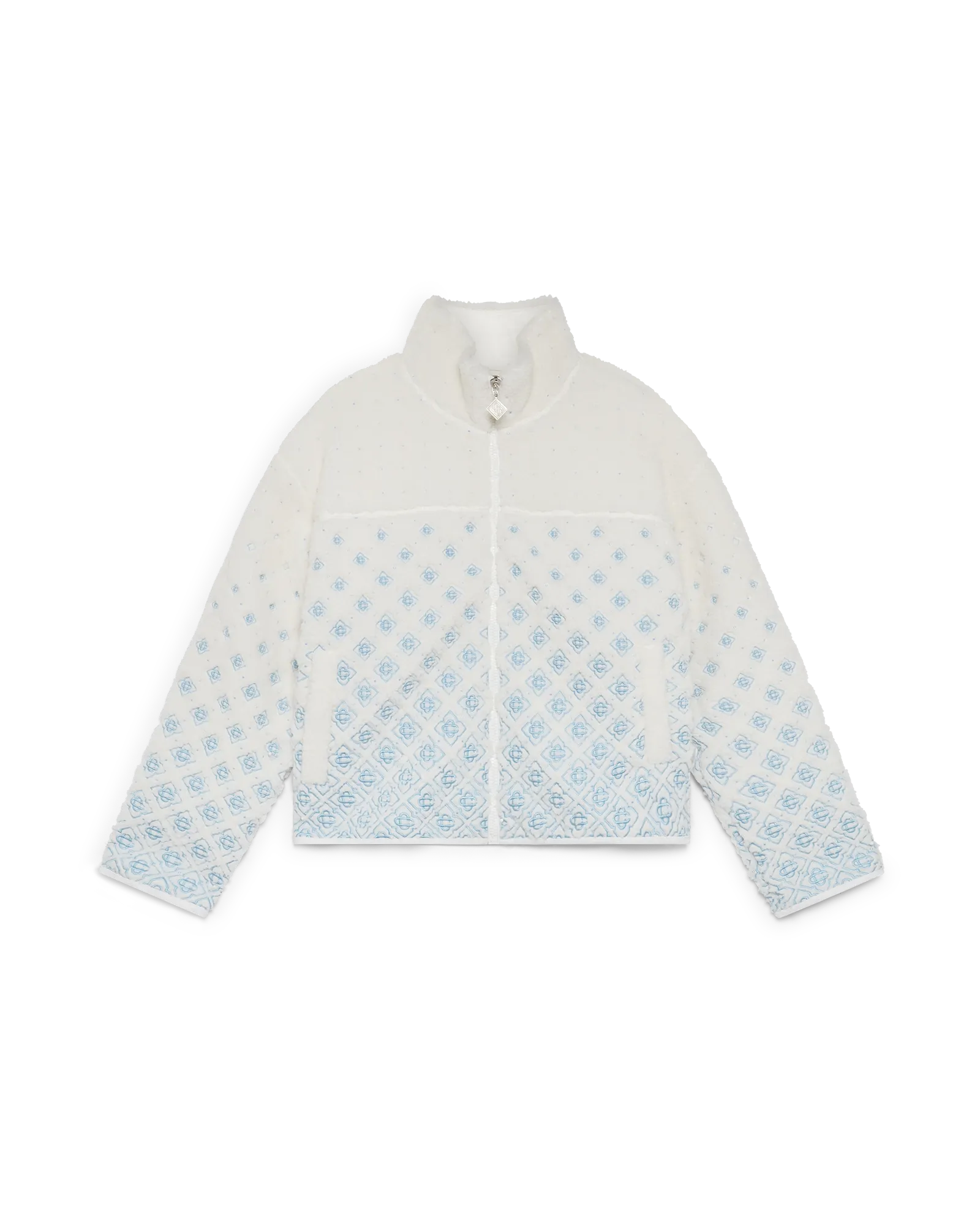 Embroidered Gradient Monogram Cropped Fleece Jacket