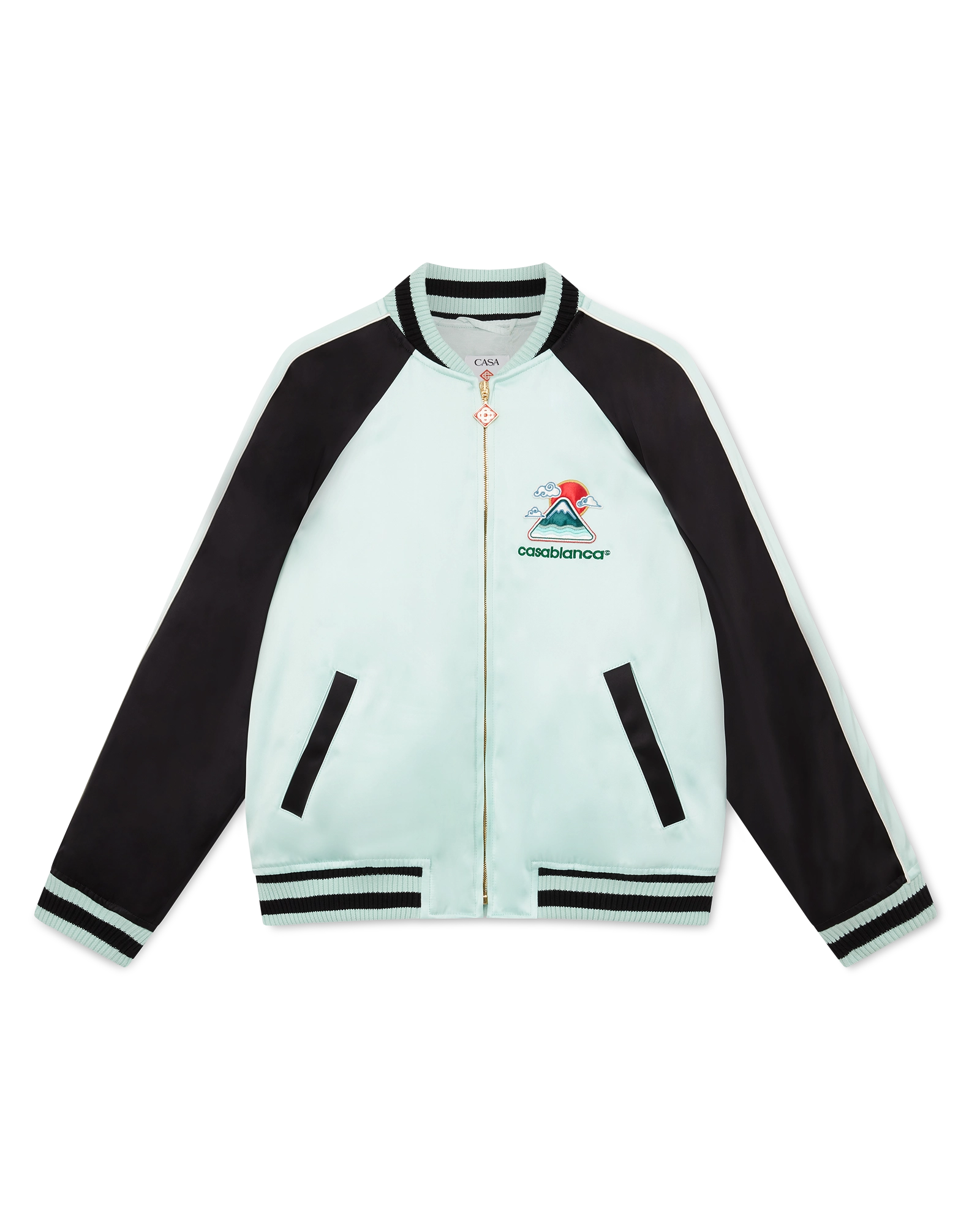 Embroidered Satin Bomber Jacket