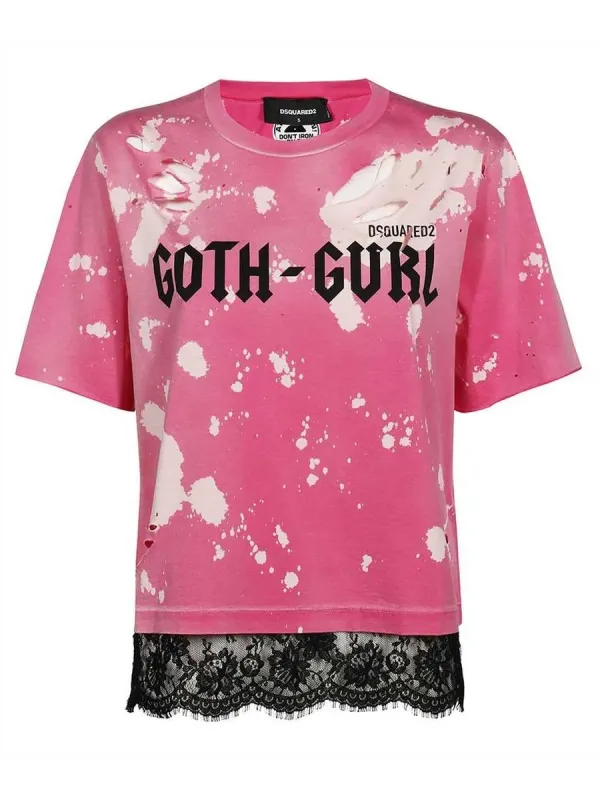 Dsquared2 Damen T-Shirt Rosa mit Print – Frühjahr/Sommer Kol