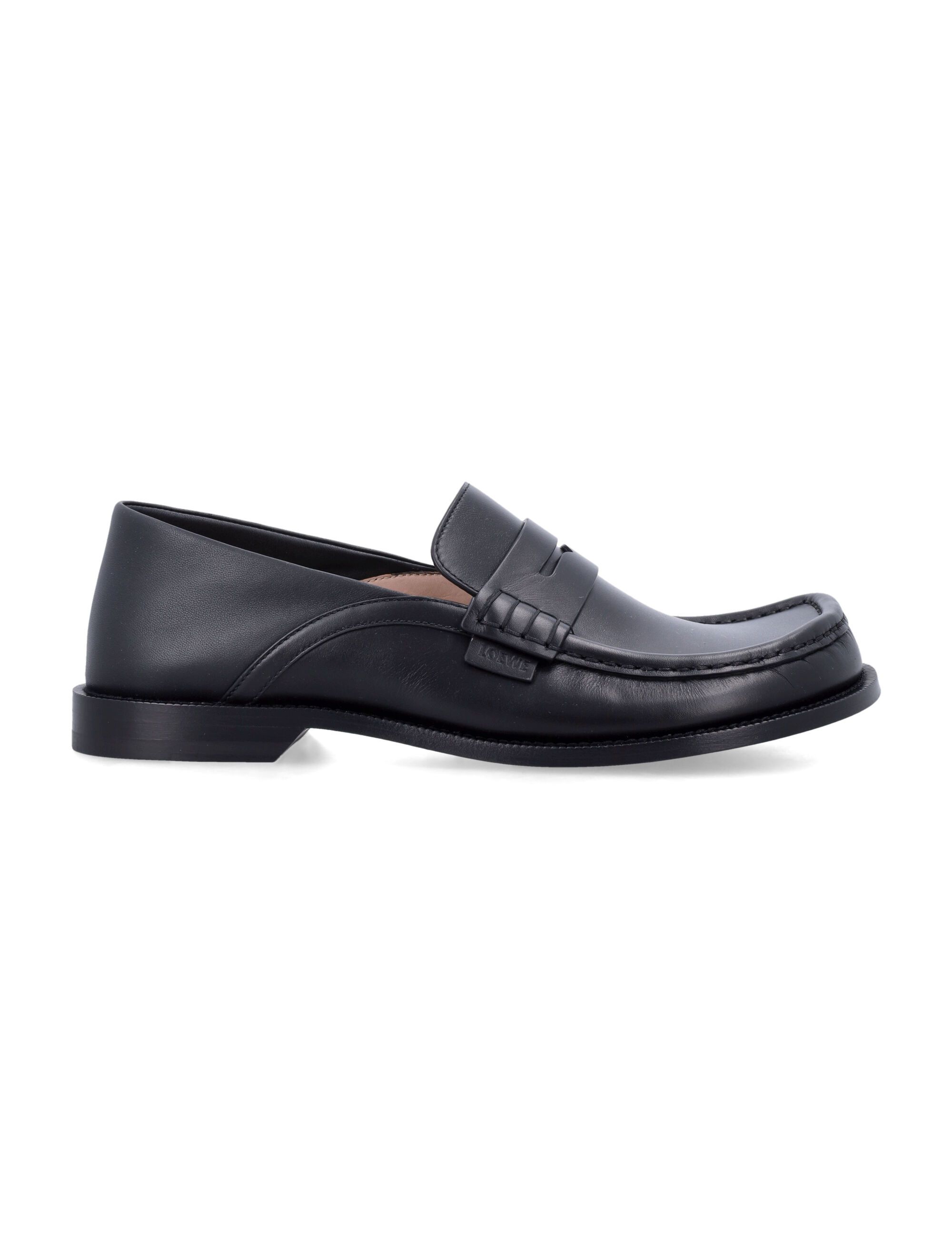 Loewe Campo Flap Loafer Aus Schwarzem Gewachstem Kalbsleder