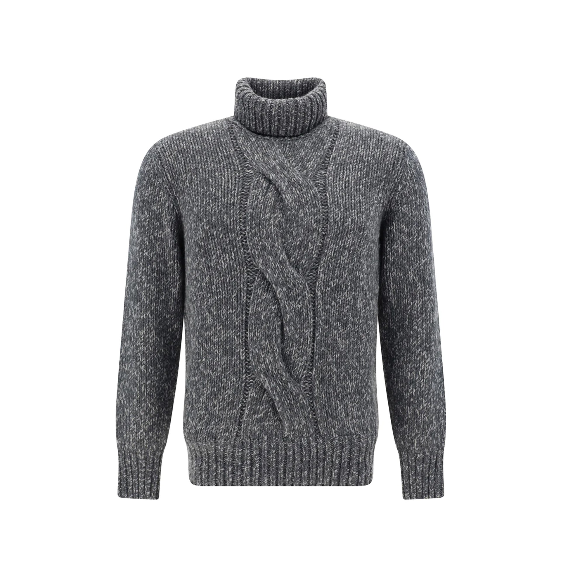 Brunello Cucinelli Herren Kaschmir-pullover Mit Stehkragen In Grau