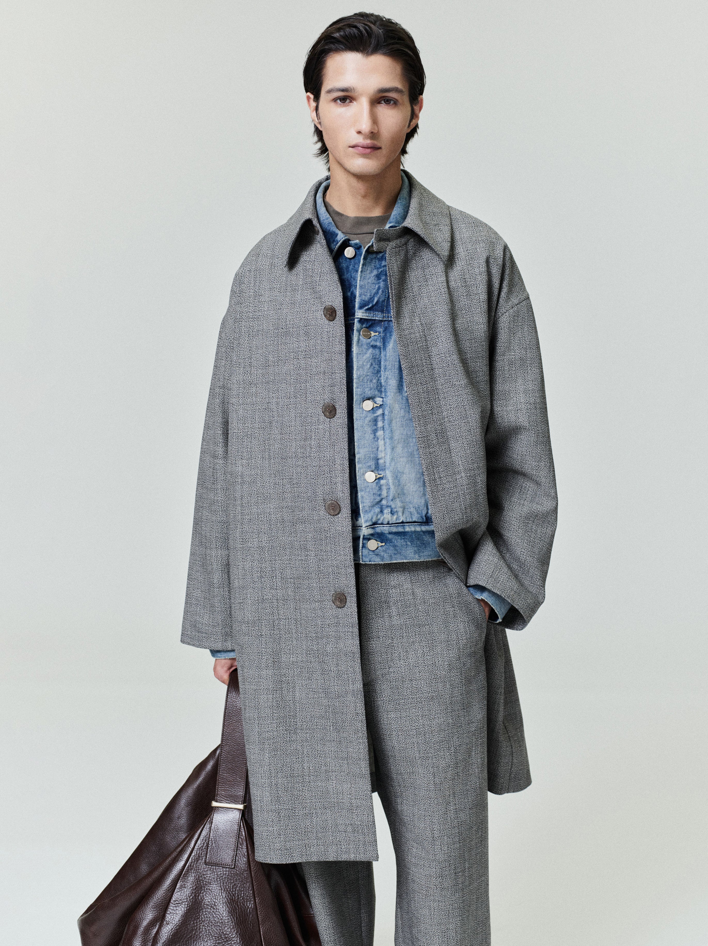 Mouline Wool  Relaxed Trench Coat