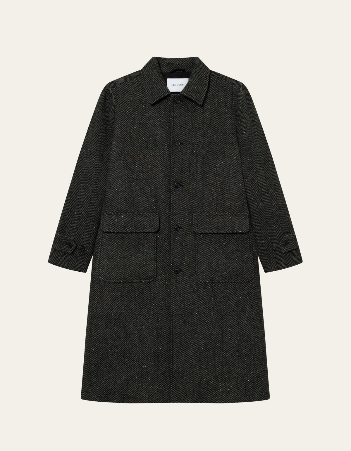 Maximilian Herringbone Wool Coat - Duffel Bag