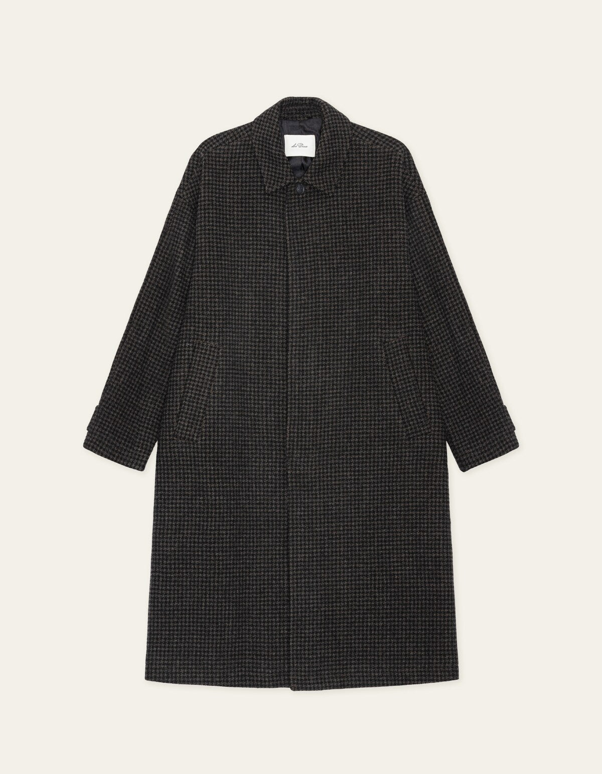 Mateo Houndstooth Wool Coat - Raven Grey