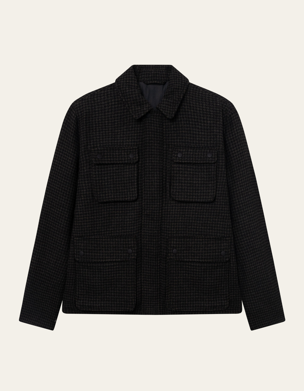 Nero Houndstooth Wool Jacket - Raven Grey