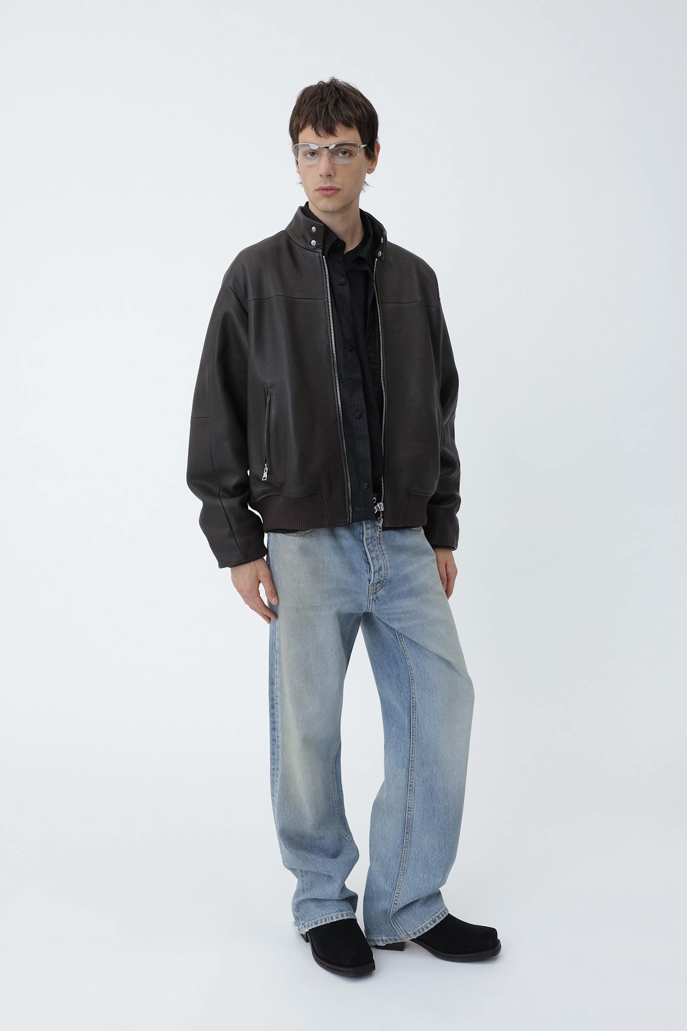 David Leather Bomber Jacket