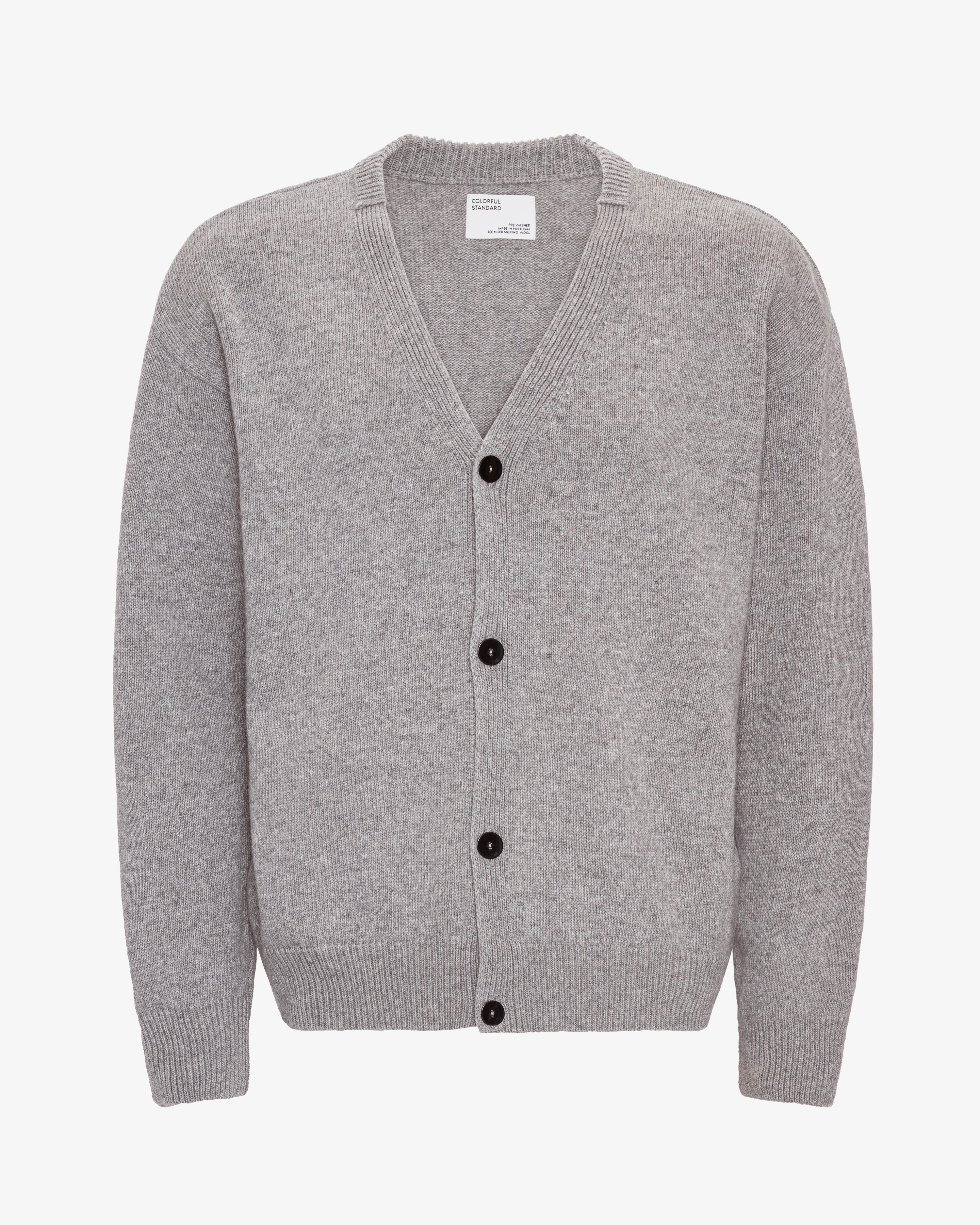 Merino Wool V-Neck Cardigan - Heather Grey