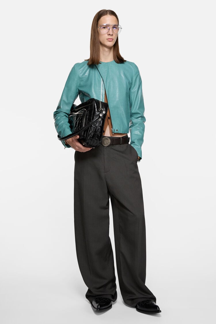 Bikerjacke aus Leder mit Eidechsen-Print