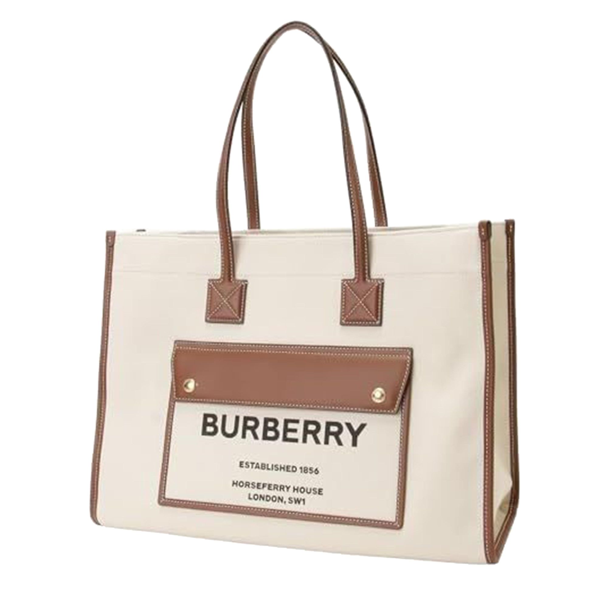 Burberry Braune Tote Tasche Mit Taschen-detail