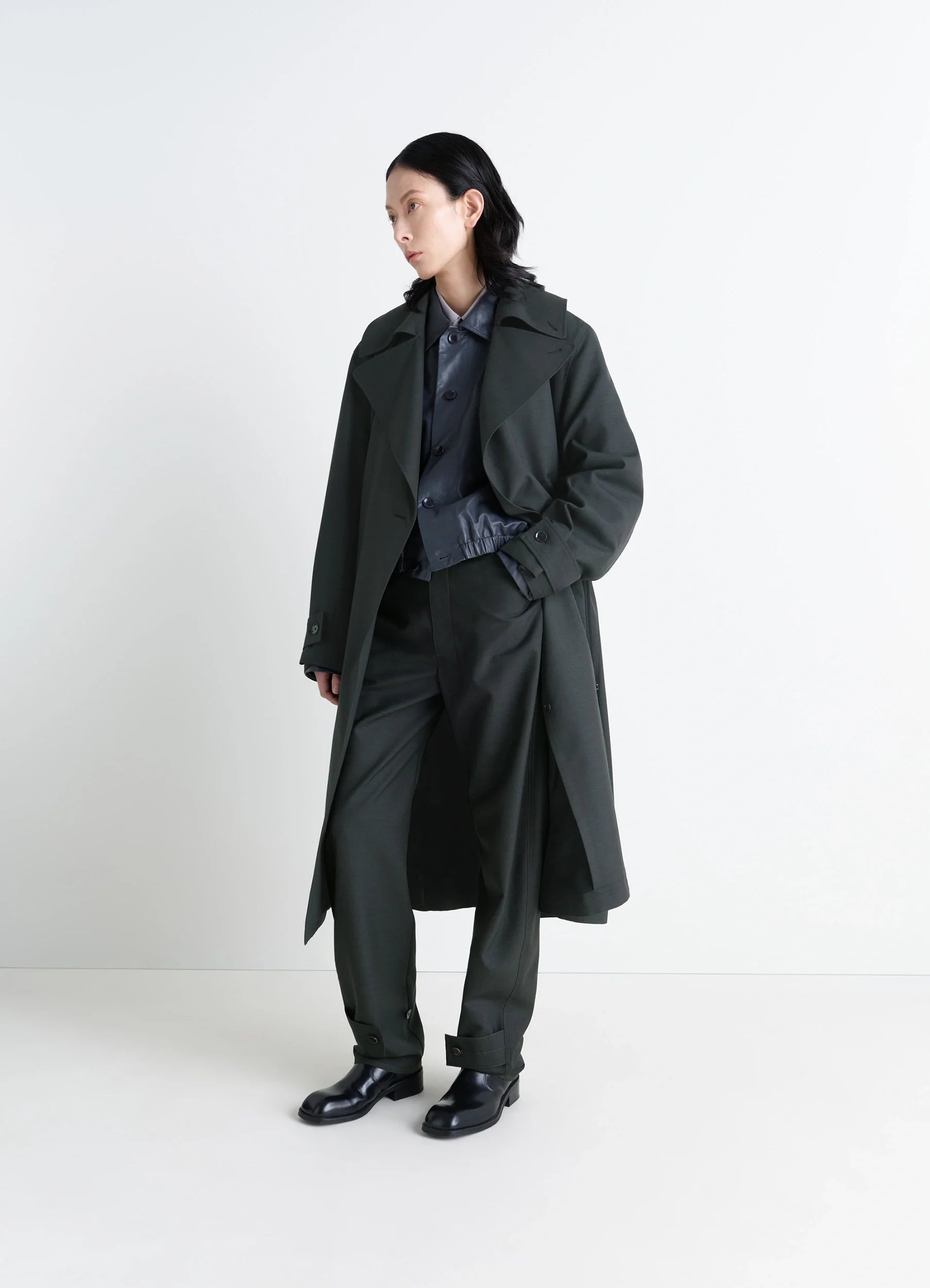 TRENCH COAT WITH DETACHABLE LINING IN POLYWOOL